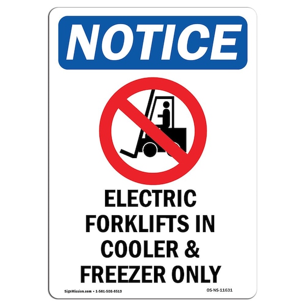 Safety Sign, OSHA Notice, 5" Height, Electric Forklifts Sign With Symbol, Portrait, 10PK
